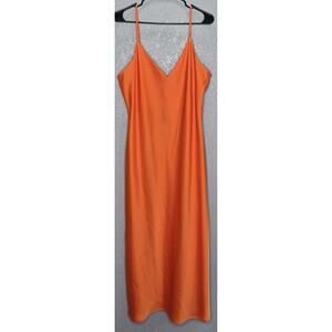 Gianni Bini Satin V-Neck Sleeveless Maxi Slip Dress Size 14 Mandarin